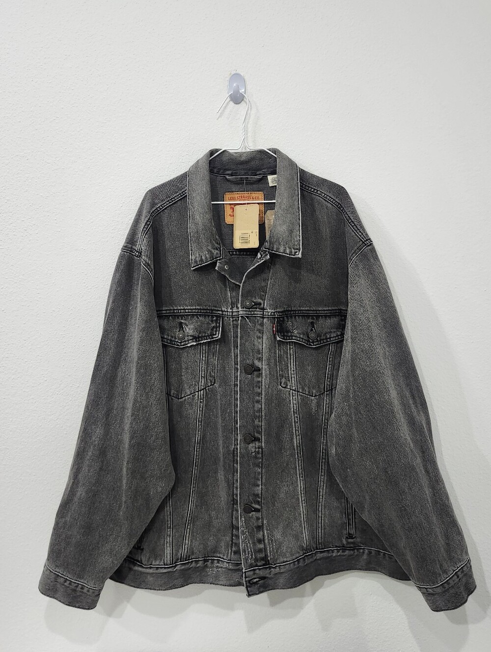 Levi's Men's 4XL Relaxed Denim Trucker Jacket Washed Black Gray New With Tags